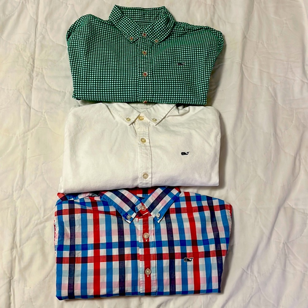 3- Vineyard Vines Boys Button Down Shirts - size large